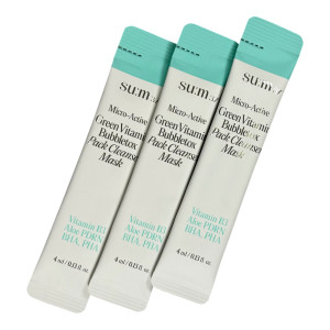 Кислородная маска для лица мини-формат Green Vitamin Bubbletox Mask Pack Su:m37
